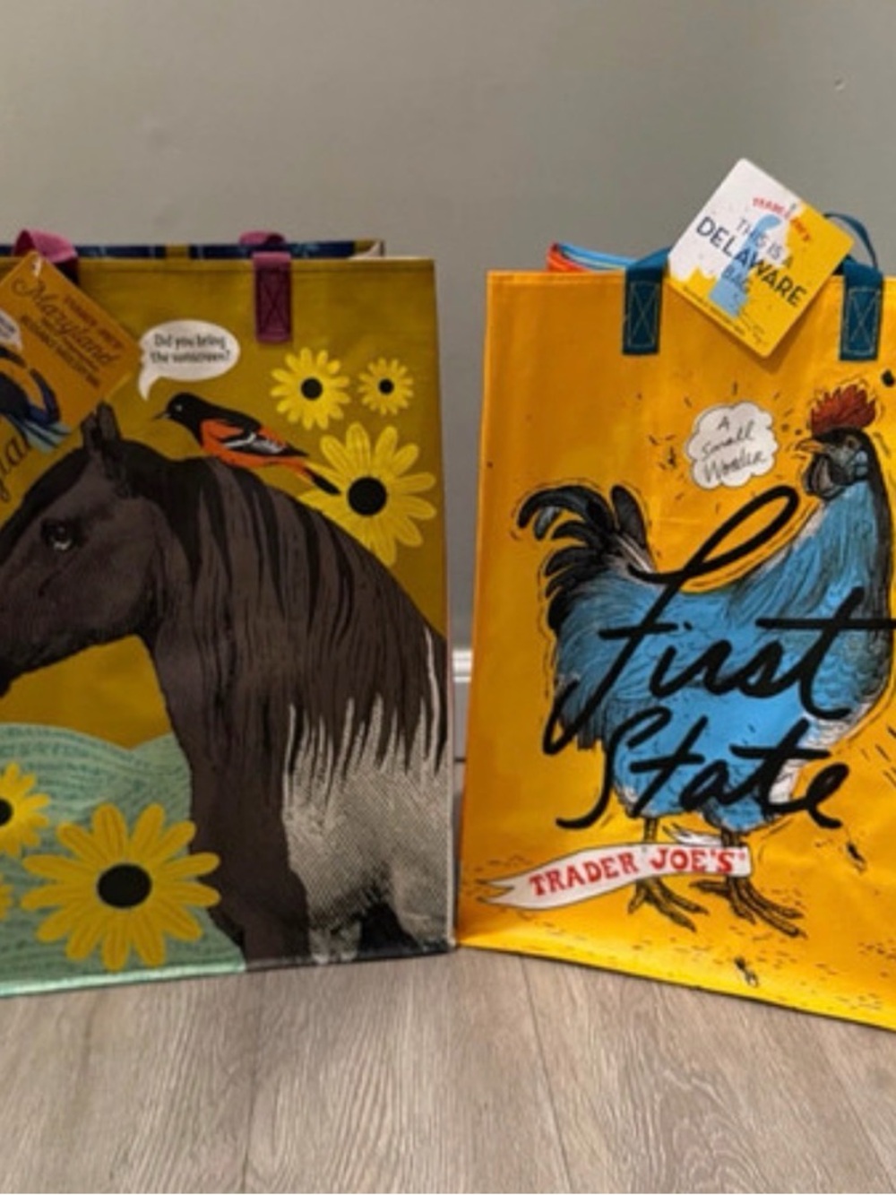 Trader Joe's 2 bag set of Maryland and Delaware 100% polypropylene material